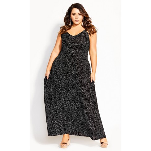 City Chic| Women's Plus Size Confetti V Maxi Dress - Black - 20w : Target