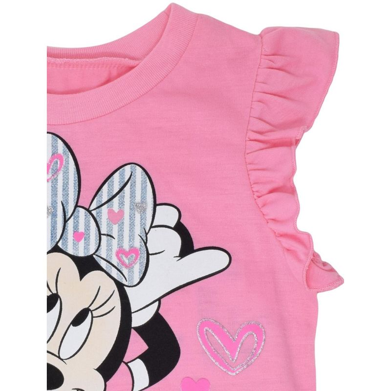 Disney Minnie Mouse Baby Girls T-Shirt and Shorts Outfit Set Infant to Toddler, 5 of 8