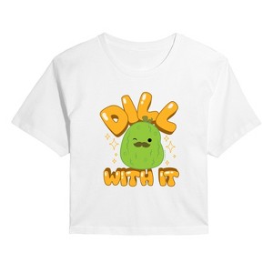 Women's - Squishmallows - Dill With It Charles Pickle Cropped Graphic T-Shirt - 1 of 4