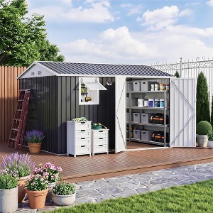 10x8FT Metal Outdoor Storage Shed,Heavy Duty Galvanized Steel