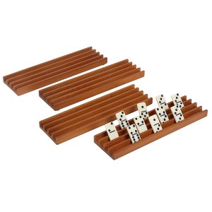 GSE Domino Racks Set of 4, Wooden Domino Trays Holders Organizer, Premium Domino Tiles Holder Racks - 1 of 4
