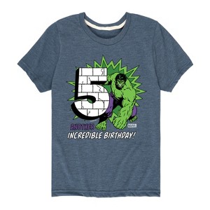 Boys' - Marvel - Hulk Incredible Birthday 5 Short Sleeve Graphic T-Shirt - 1 of 4