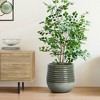 LuxenHome Emerald Ribbed Top with Ivory Bottom 14.6" Tall Resin Round Planter Green - 3 of 4