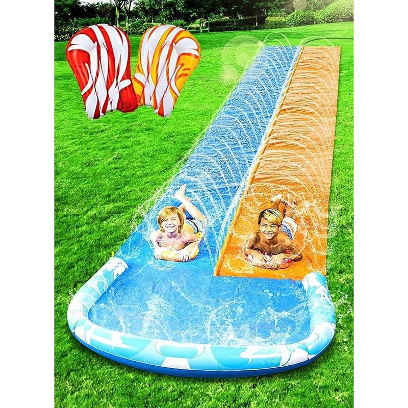 Syncfun 22.5ft Extra Large Lawn Water Slides (Double/Triple Lane), Summer Slip Waterslides Water Toy with Build in Sprinkler for Outdoor Water Fun for Kids, 1 of 13