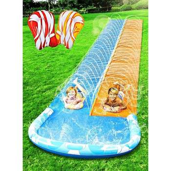 Syncfun 22.5ft Extra Large Lawn Water Slides (Double/Triple Lane), Summer Slip Waterslides Water Toy with Build in Sprinkler for Outdoor Water Fun for Kids