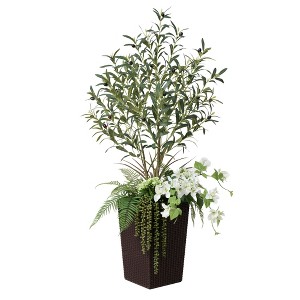 Dr.Planzen 4ft Multi-Plant Artificial Olive Tree Fake Plants with Realistic Black Olives & Mixed Foliage Indoor/Outdoor Floor Plant by DR.Planzen - 1 of 4