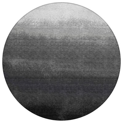 Gray And Silver Ombre Washable Indoor Outdoor Area Rug