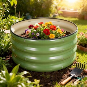 Acekool Galvanized Raised Garden Bed Kit, Oval Open-Bottom Metal Planter Box for Vegetables, Flowers, Herbs and Fruits - 1 of 4