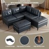 94.88" L-Shaped Corner Sofa Pu Leather Sectional Sofa Couch with Movable Storage Ottomans for Living Room, Blue - 3 of 4