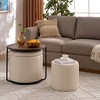 Set of 3 Upholstered Ottoman Multi-functional Storage Ottoman with Coffee Table, Beige/Dark Blue/Dark Yellow/Dark Green-ModernLuxe - 4 of 4