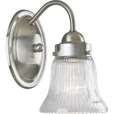 Progress Lighting, Bratenahl, 1-Light, Bath & Vanity, Brushed Nickel, Fluted Glass Collection: Bratenahl 1-Light Bath & Vanity BN