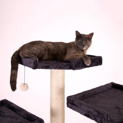 82-Inch Dark Gray Multi-Level Cat Tree with Sisal Posts