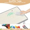 Kids Table and Chair Set Height Adjustable 4 Chairs, Graffiti Desktop, Rectangular 47.2"x23.6"x18.9", BPA-Free, Non-Slip Feet, Gray - 3 of 4