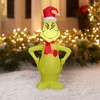 Grinch Christmas Airblown Inflatable w/Heart and Santa Hat Dr. Seuss, 4 ft Tall, Multi - 2 of 4