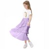 Girls Ruffled Skirts Summer Highwaist Maxi Skirts for Girls A-line Adjustable Drawstring Skirts with Irregular Hem - 4 of 4