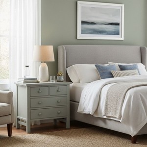 PAGED Wooden Nightstand with 3 Storage Drawers, Modern Side Table with Handles, Bedside Cabinet for Bedroom, Living Room - 1 of 4