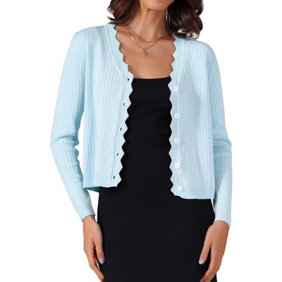 INSPIRE CHIC Women's Cropped Casual Long Sleeve V Neck Button Down Cardigans Sweater