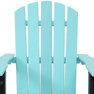 Turquoise and Black HDPE Outdoor Adirondack Chair with Cup Holder
