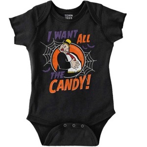 Popeye Cartoon Funny Wimpy Halloween Baby Romper Boys or Girls Brisco Brands - 1 of 4