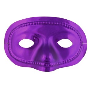 Beistle Metallic Half Mask, (24/Pkg) Purple - 1 of 4