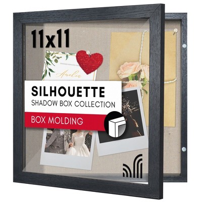 Americanflat Front Opening 11x11 Shadow Box Frame with Shatter-Resistant Glass - Shadow Box Display Case for Tabletop and Wall Display - Black