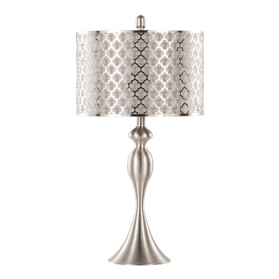 Brushed Nickel 26.5" Modern Table Lamps with Linen Shades, Set of 2