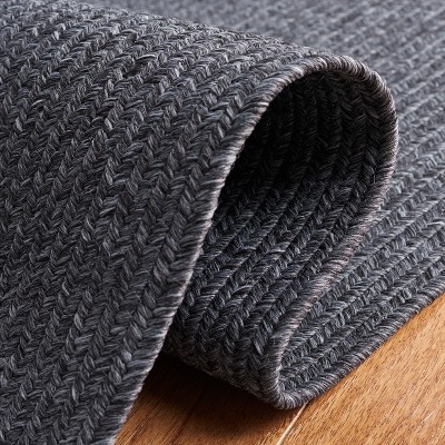 Handmade Black Braided Reversible Runner Rug