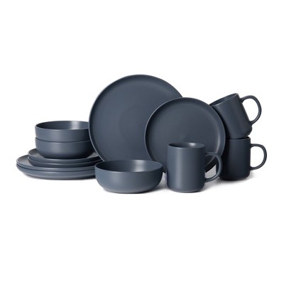 Syemin Dining Bowls 3 Person Stoneware Dinnerware Set Microwave Dishwasher Safe Chip-Resistant Matte Glaze Stackable Storage, Blue, 10"*10"*2.4"