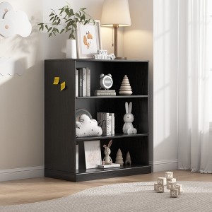31" Black Doorless Wood Grain Decorative Storage Cabinet, for Bedroom, Living Room - 1 of 4