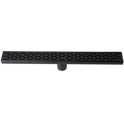 ALFI 24 Inches Black Matte Stainless Steel Linear Shower Drain with Groove Holes
