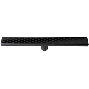 ALFI 24 Inches Black Matte Stainless Steel Linear Shower Drain with Groove Holes - 1 of 4