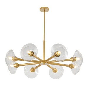 Airsurfer 26" Gold Sputnik Chandelier - 5-Light Mid-Century Pendant w/Clear Glass Shades for Dining/Living Room (No Bulbs) - 1 of 4