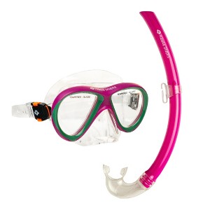 Hawaii Divers Guppy Kids Snorkel Combo – Pink/Green (4+) - 1 of 3