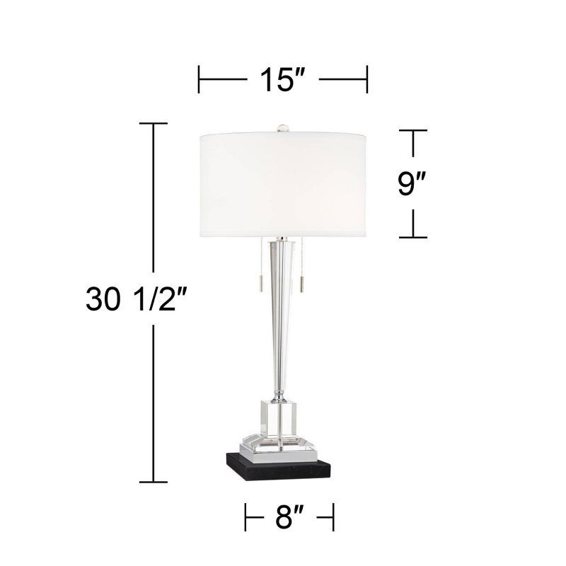 Vienna Full Spectrum Renee Modern Table Lamp with Square Black Riser 30 1/2" Tall Clear Crystal Glass Drum Shade for Bedroom Living Room Nightstand, 4 of 8