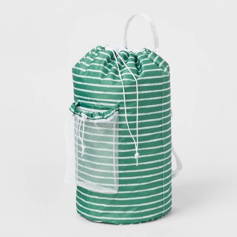 White Laundry Backpack for College Students Dorm Life Laundromat Bag  Detergent Holder