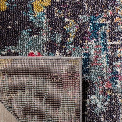 Vibrant Blue and Orange Synthetic Rectangular Runner Rug