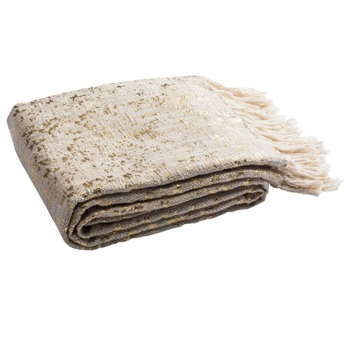 Peppin Metallic Throw Blanket Natural Gold 50