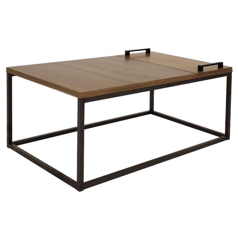 Sunnydaze Industrial-Style Coffee Table with Removable Serving Tray - MDP Construction with Powder-Coated Steel Frame - Brown, 1 of 16