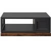 Sapphtopaz Modern Coffee Table with 2 Framed Panel Doors & 2-Tier Open Shelf Simple Center Table with Knotty Alder Base for Living Room, Bedroom - 2 of 4
