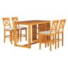 YOOCOZZ 5-Piece Farmhouse Counter Dining Set,  Solid Wood Table, 3-Tier Storage Shelves, 4 Upholstered Chairs - 3 of 4