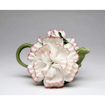 Kevins Gift Shoppe Ceramic White Carnation Flower Teapot