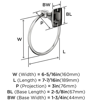 Chrome Wall Mounted Towel Ring with 7-7/16 inch Width