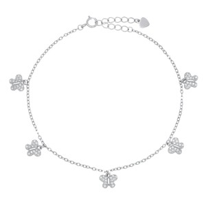 Sterling Silver CZ Butterfly Charm Bracelet - 1 of 2