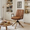 Art Leon Faux Leather Swivel Accent Home Office Chair with Solid Oak Wood Legs - 4 of 4