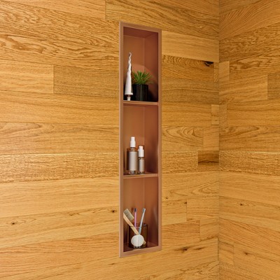 ALFI ABNP0836-BC 8Inch x 36Inch Brushed Copper PVD Stainless Steel Vertical Triple Shelf Shower Niche