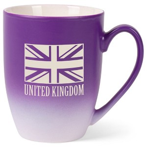 Elanze Designs United Kingdom Flag 12 Ounce Ceramic Laser-Etched Engraved Drinkware Mug, Purple and White Ombre - 1 of 4