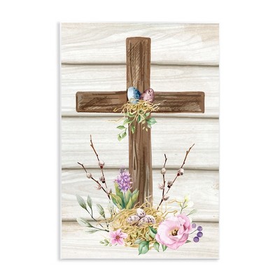 Stupell Industries Spiritual Easter Cross Spring Blossoms Wall Plaque Art