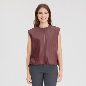 Women's Faux Leather Zip-Front Vest - A New Day™ - 1 of 4