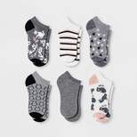 Women's Playful Cats 6pk Low Cut Socks - Xhilaration™ Gray/White 4-10