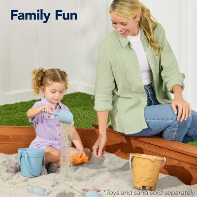 Large Brown Wooden Octagonal Sandbox with Benches and Cover